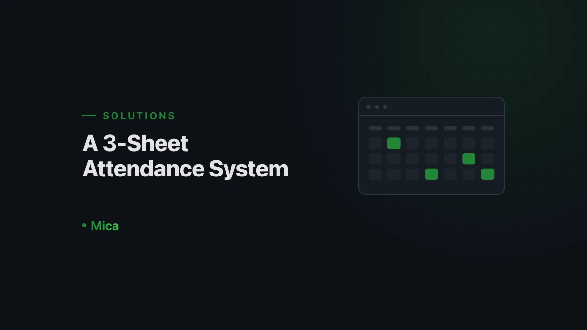 An attendance tracker with a monthly calendar and a summary sheet