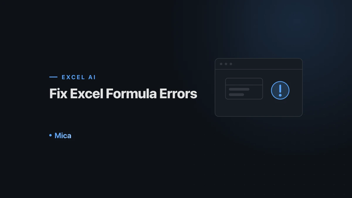 An Excel cell showing a formula error beside a warning marker