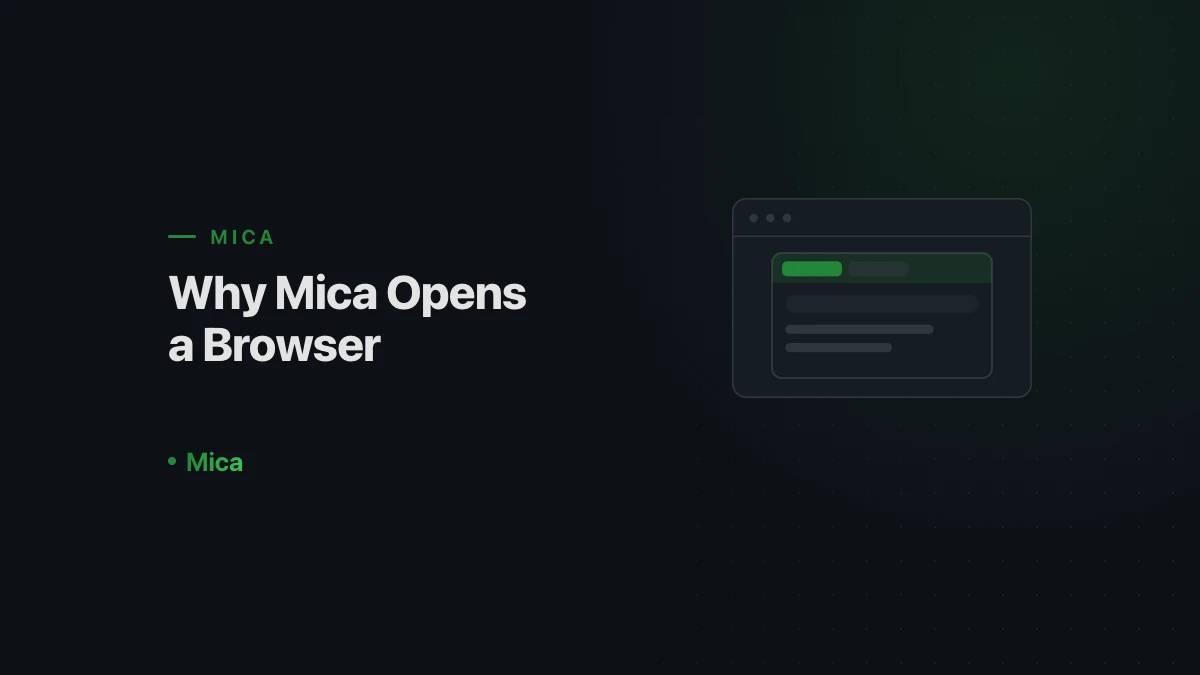 A browser window serving as the Mica interface